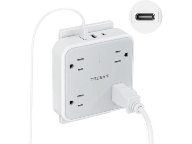 Multi Plug Outlet Extender, TESSAN Surge Protector Splitter with 3 USB (1 USB C Port) Wall Charger, Multiple Expander for Travel, Home, College...