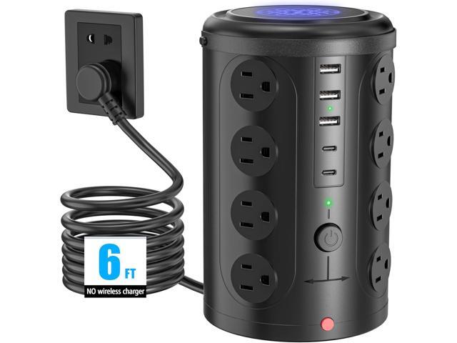 Tower Power Strip Surge Protector with 16 Outlets and 5 USB Ports (2 USB-C), 6FT Extension Cord with Multiple Outlets,Heavy Duty Charging...