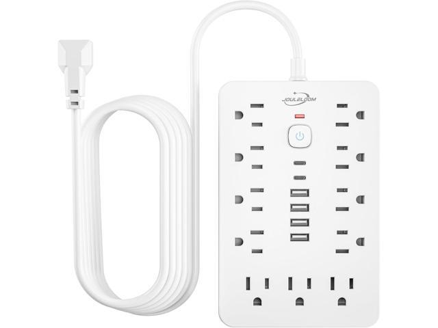 6 FT Flat Plug Surge Protector Power Strip,11 Multiple AC Outlets with 6 USB Ports (2 USB C), 6 Feet Extension Cord, 1250W/10A, One Touch Switch...