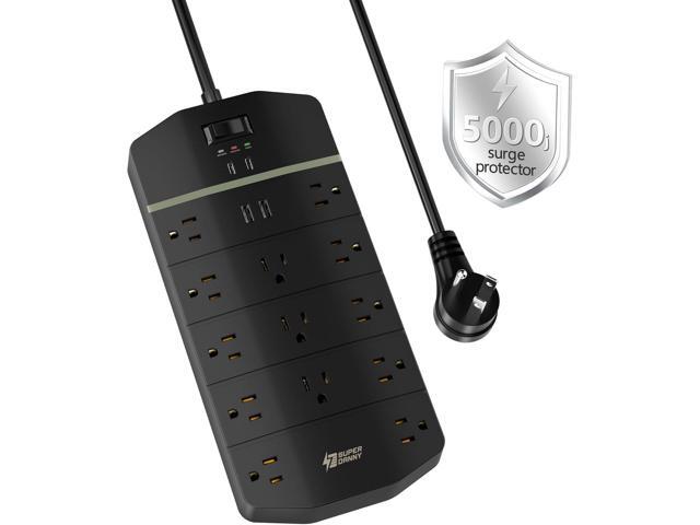 Power Strip,SUPERDANNY 5000 Joules Surge Protector with 13 AC Outlets 2 USB-A & 2 USB-C PD 20W Fast Charging Heavy Duty 14AWG/3C Industrial Grade...