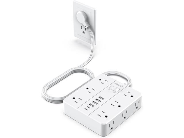 Power Strip Flat Plug with 12 Outlets 6 USB(2 USB C),SMNICE Surge Protector Charging Station with Overload Protection,5ft Extension Cord Widely...
