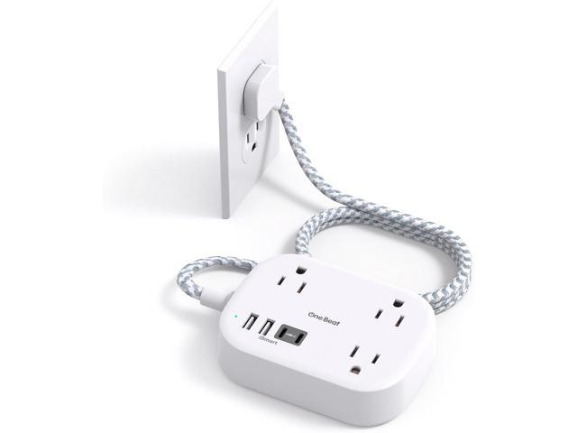 Cruise Essentials 2025,One Beat Travel Power Strip with USB C,Flat Plug Extension Cord with 3 Outlets 4 USB Ports(2 USB C),5 ft Desk Wall Outlet...