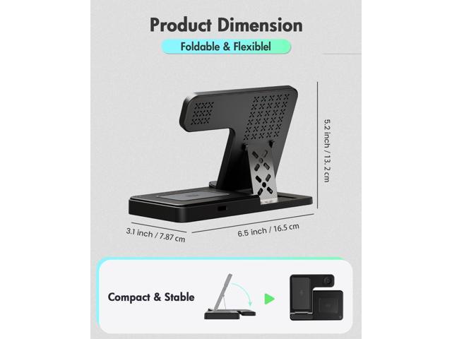 Wireless Charger iPhone Charging Station: 3 in 1 Charger Stand Multiple Devices for Apple - iPhone 16e 16 15 14 Pro Max 13 12 11 - Watch 10 9 8 7 6...