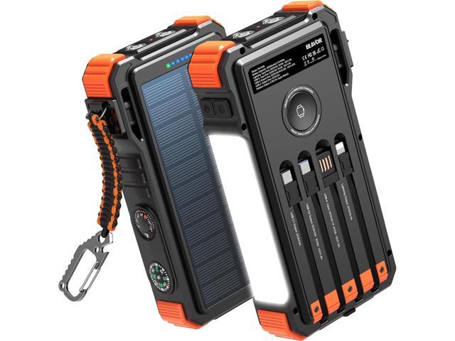 BLAVOR Solar Power Bank 20000mAh/74000mWh Built-in Cables, Wireless Charger for Apple Watch, 20W Fast Charging Battery Pack with USB C, Flashlight,...