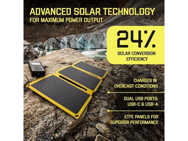 SunJack 25 Watt Foldable IP67 Waterproof ETFE Monocrystalline Solar Panel + 2X 10000mAh Power Banks with USB-A and USB-C for Cell Phones, Tablets...