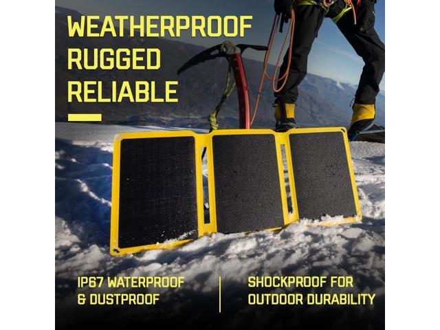 SunJack 25 Watt Foldable IP67 Waterproof ETFE Monocrystalline Solar Panel + 2X 10000mAh Power Banks with USB-A and USB-C for Cell Phones, Tablets...