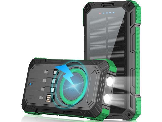 Solar Charger Power Bank 49800mAh Wireless Portable Phone Charger, 22.5W QC3.0 Fast Charging Built in 4 Cables with USB C 6 Outputs & 2 Inputs for...