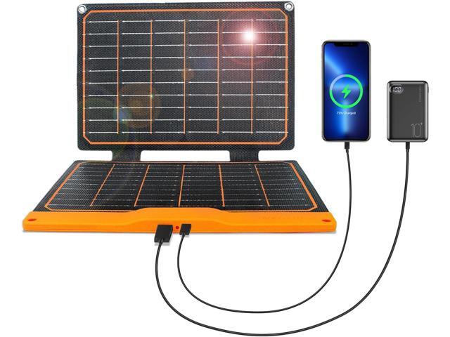 FlexSolar 20W Portable Solar Panel, High-Efficiency Monocrystalline PV Module Power Charger with Dual USB Ports for Phones, Tablets, Power Bank,...