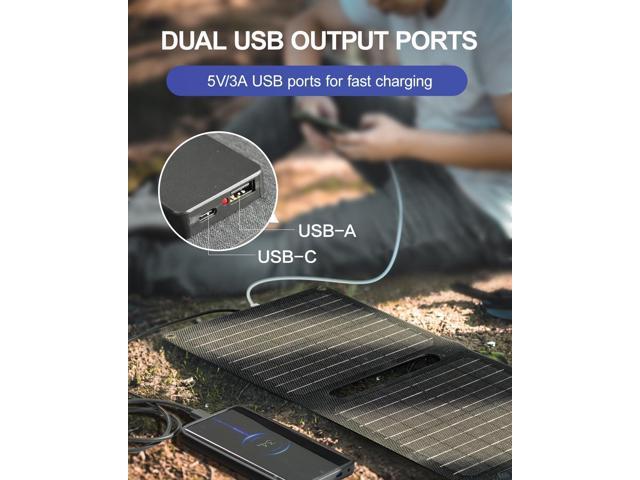21W Portable Solar Panel, Foldable Solar Panel Charger(5V/3A), IP67 Waterproof for Camping, Hiking, Backpacking, Ultra-Fast Solar Phone Charger...