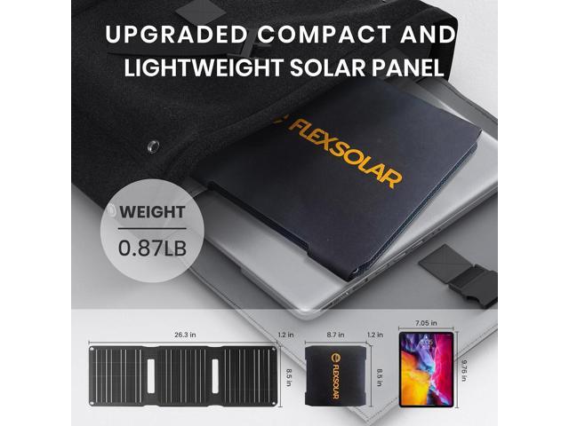 [Upgraded] FlexSolar 20W Portable Solar Panel, High Efficiency ETFE Foldable Panels with 5V USB A/USB C Ports, IP67 Waterproof Power Emergency...