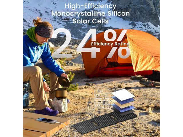 [Upgraded] FlexSolar 20W Portable Solar Panel, High Efficiency ETFE Foldable Panels with 5V USB A/USB C Ports, IP67 Waterproof Power Emergency...