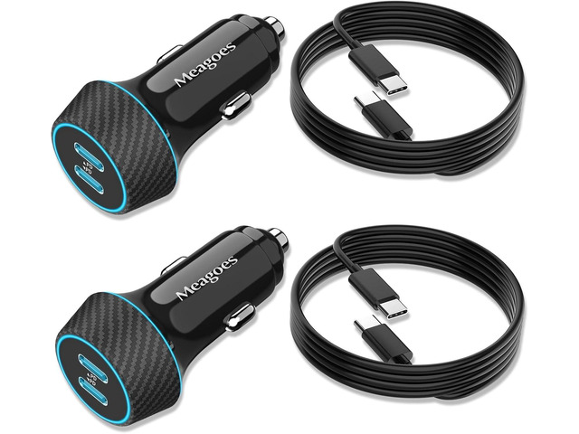 2 Pack 90W USB C Car Charger Super Fast Charging for iPhone 16 Pro Max/Plus/15, Samsung Galaxy S25 Ultra/S24/S23/A55/Pixel 9, Dual 45W PD Port...