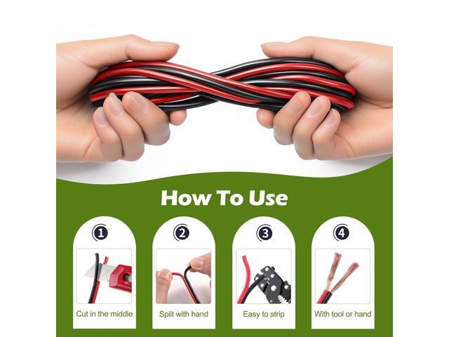 16 Gauge Wire 100FT, 16/2 AWG Red Black Hookup Electrical Wire LED Strips Extension Cord 12V/24V DC Cable, 16AWG 2 Conductors Flexible Wire for...