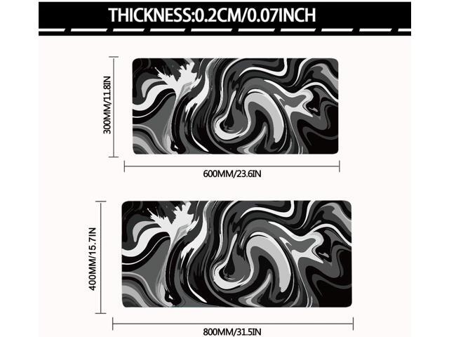 Large Gaming Mouse Pad - Black and White Mouse Pad with Stitched Edges, Extended XL Mousepad with Anti-Slip Rubber Base, Ink Liquid Wave Desk Mat...
