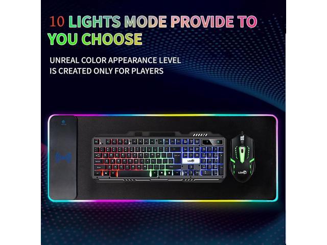 RGB Gaming Mouse Pad with Wireless Charging 15W, LED Mouse Mat 31.5 * 11.8 in, 10 Light Modes Extra Large Mousepad Non-Slip Rubber Base Computer...