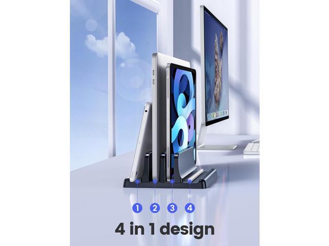 Vaydeer Vertical Laptop Stand for Desk, Dual Slots Plastic Laptop Holder with Space Saving 4-in-1 Design, Adjustable Laptop Stand Supports MacBook,...