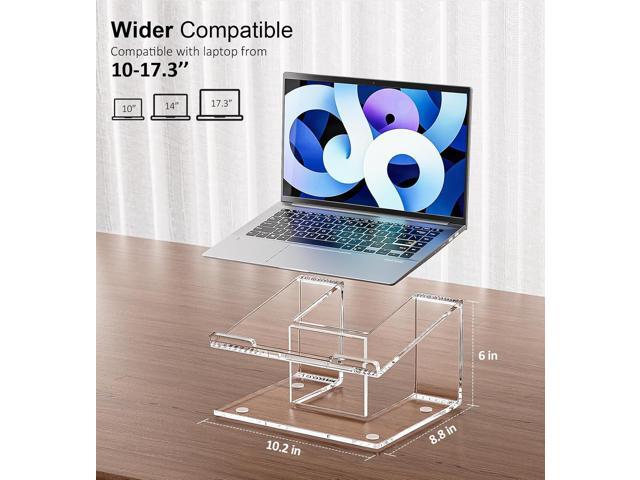 Acrylic Laptop Stand for Desk, Laptop Riser for 10-17.3 Inch Laptops, Ergonomic Computer Stand Holder Compatible with Macbooks and Notebooks- Clear