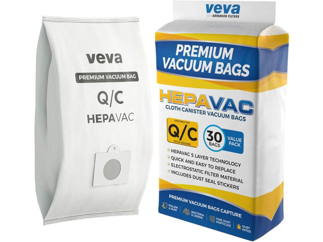 30 Pack Type Q/C 53292 HEPA Vacuum Bags for Kenmore Canister Vacuum Cleaners 5055, 50558, 53291, 53292, Series 600, 400, 200