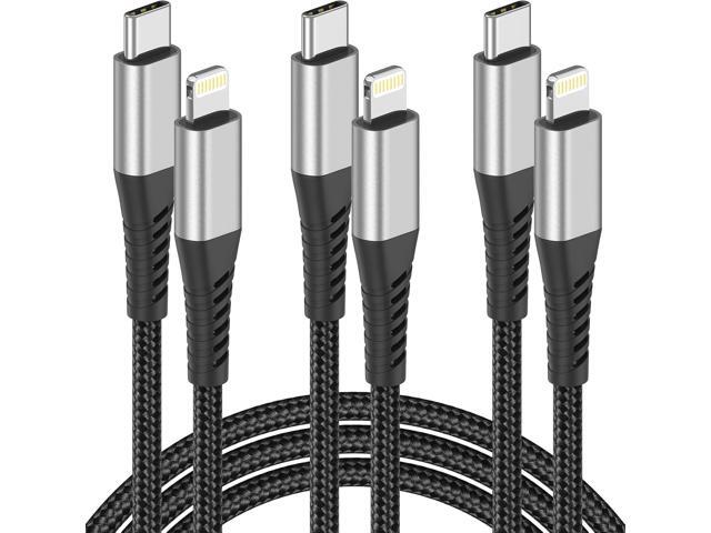2ft USB C to Lightning Cable 3 Pack, Braided 2 Foot USB C iPhone Charger Cord, MFi Certified 2 ft iPhone Lightning Cable PD Fast Charging for...