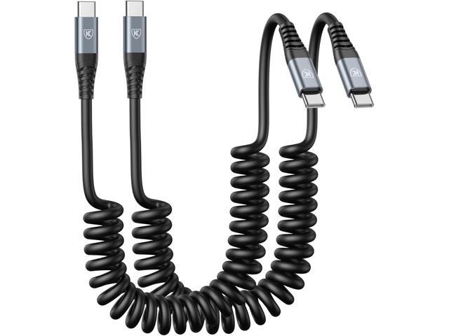 USB C to C Cable 3ft 2Pack Coiled USB C Charger Cable for Car Type C Fast Charging Cable for iPhone 16/15/Plus/Pro/Pro Max/Samsung Galaxy S23