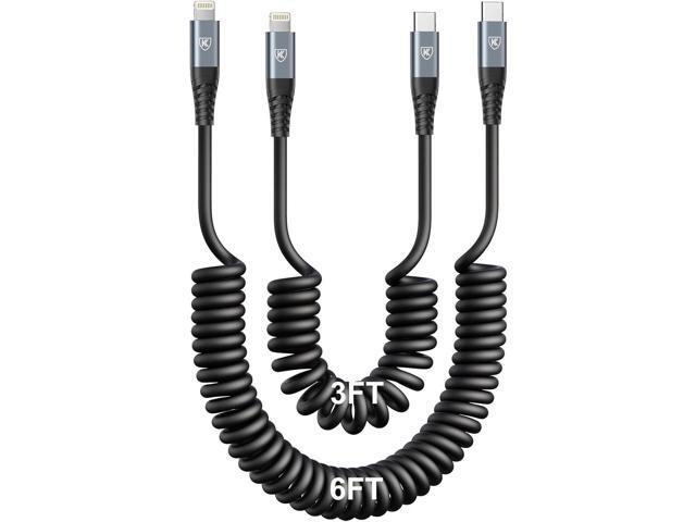 USB C to Lightning Cable [3FT+6FT], 2Pack Coiled iPhone Charger Cable Fast Charging for Car [Apple MFi Certified] Short USBC iPhone Cord Compatible...