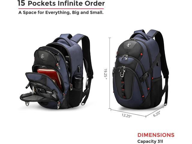 Swissdigital Design Laptop Backpack with USB Charging Port, Travel Backpack Fits 15.6 inches Computer, 31L College School Backpack for Men,...