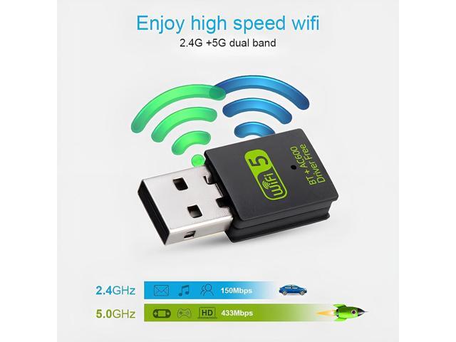 USB WiFi Bluetooth Adapter, 600Mbps Dual Band 2.4/5Ghz Wireless Network External Receiver, Mini WiFi Dongle for PC/Laptop/Desktop