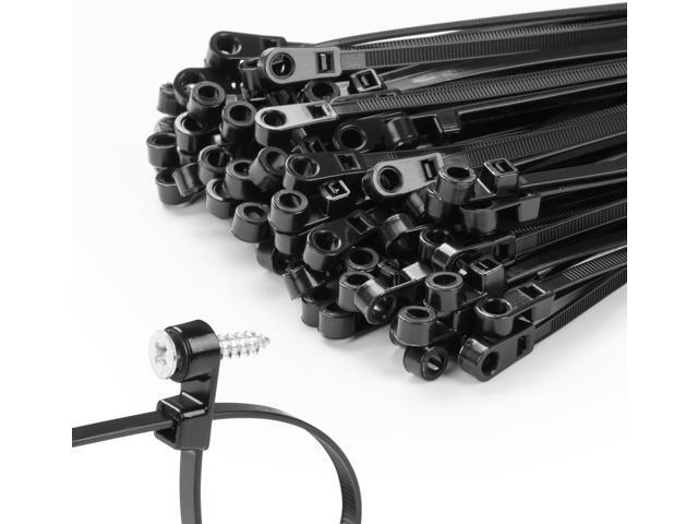 200 PCS 12 inch Black Zip Ties with Screw Hole 75lbs Mountable head Cable Ties Straps Multipurpose Heavy Duty Nylon Cable Zip Ties with Screw...