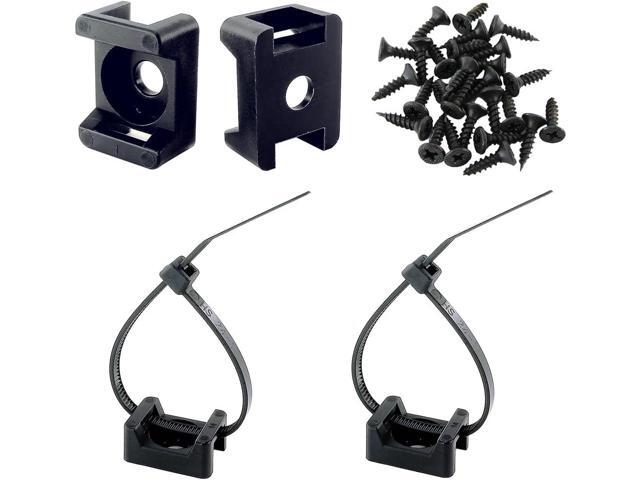 HS Saddle Type Cable Zip Tie Mounts Base Kit with Screw Hole,Set Strong 6 Inch Nylon Cable Ties and Screws Each 100 PCS,Wire Clips Anchor...