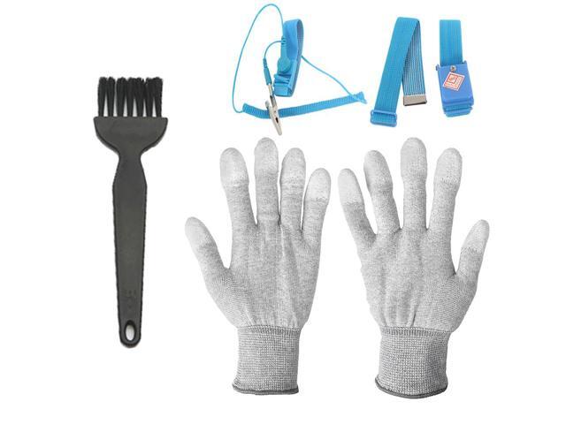Anti-Static Esd Gloves L Repair Carbon Fiber PU Coated Finger Anti Static ESD Wrist Strap Wrist Strap Cordless Anti Static Bracelet Electrostatic...