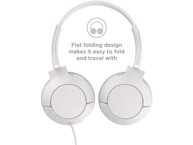 TCL MTRO200 On-Ear Wired Headphones Super Light Weight Headphones with 32mm drivers for Huge Bass and Built-in Mic - Ash White