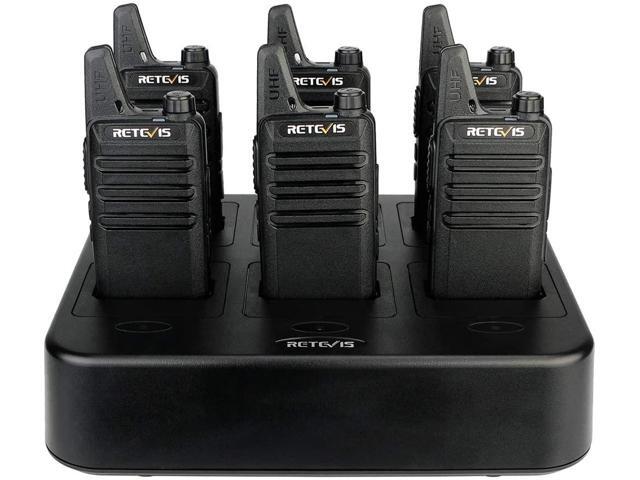 Retevis RT22 Walkie Talkies Rechargeable Hands Free 2 Way Radios Two-Way Radio(6 Pack) with 6 Way Multi Gang Charger