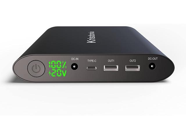 Krisdonia 50000mAh Laptop Power Bank 5/9/12/16/19/20V Portable Laptop Battery Charger with QC3.0 USB-A Port & 12V Type-C Port for Laptop, Tablet,.