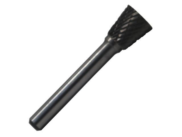 Drill America DUL Series Solid Carbide Bur, Double Cut, SN6 Inverted Cone, 1/4' Shank, 5/8' Head Diameter, 3/4' Cutting Length (Pack of 1)