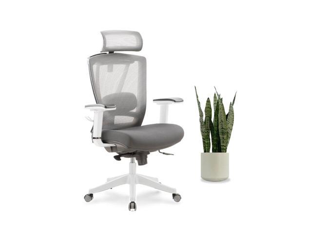 EFFYDESK AeryChair - Fully Adjustable Ergonomic Mesh Office Chair with 4D Armrest & Lumbar Support (White)