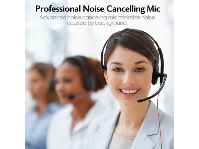 HROEENOI Premium USB Wired Headset with Noise-Cancelling Microphone, Ideal for PC, Laptop, Zoom Calls, Skype Meetings, Call Centers, and Home...