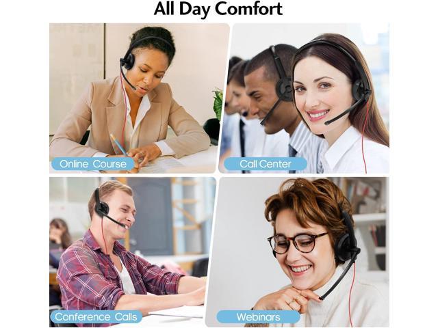 HROEENOI Premium USB Wired Headset with Noise-Cancelling Microphone, Ideal for PC, Laptop, Zoom Calls, Skype Meetings, Call Centers, and Home...