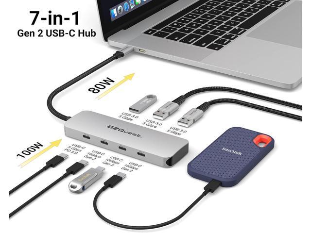EZQuest USB C Hub - 7 in 1 USB C Splitter 10Gbps Ultra-Fast with 3X Gen 2 USB-C Hub Ports 10Gbps, 3X USB 3.0 Ports 5Gbps, 1X USB-C 3.0 Power...