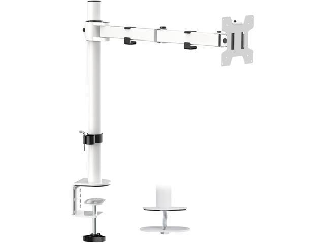 W Monitor Arm Mount for Desk, Single VESA Computer Desk Mount, Monitor Bracket Mount Stand Single, up to 32 inch, 22 lbs (M001-W), White