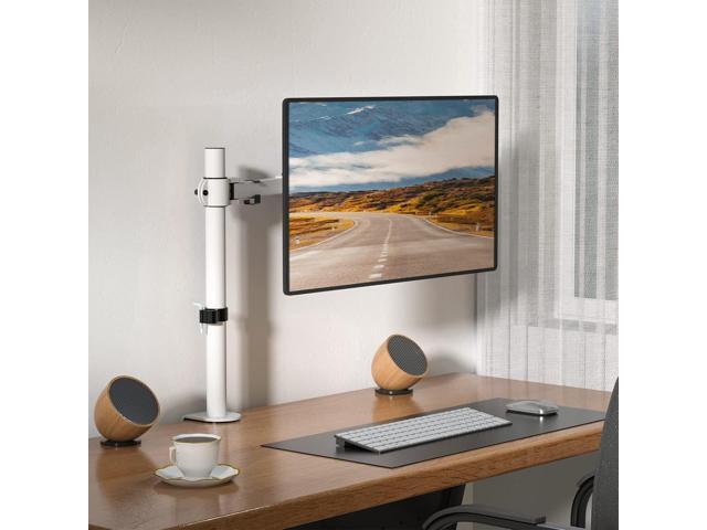 WALI Monitor Arm Mount for Desk, Single Computer Desk Mount, Monitor Bracket Mount Stand Single, up to 32 inch, 22 lbs (M001-W), White