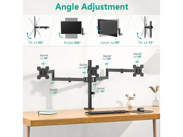 WALI Triple Monitor Mount, Three Monitor Desk Mount Fits 13-27in Screens,Holds up to 22lbs, Multiple Monitor Stand with Tilt, Swivel, Rotation,...