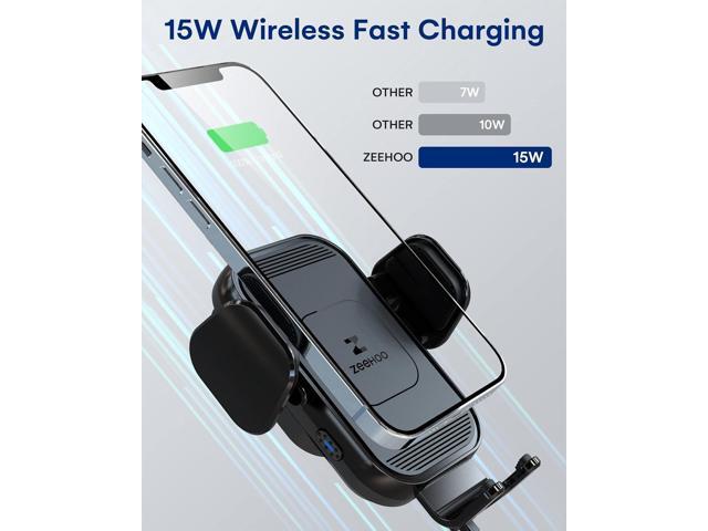 ZeeHoo Wireless Car Charger, 15w Fast Charging, Auto Clamping Car Phone Mount, Cell Phone Holder Charger, for iPhone 15 14 13 12 11 Pro Max Xs,...