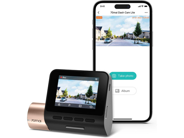 70mai Dash Cam Lite, 1080P Full HD, Smart Dash Camera for Cars, Sony IMX307, Built-in G-Sensor, 130Â° Wide Angle FOV, WDR, Night Vision, Loop Recording
