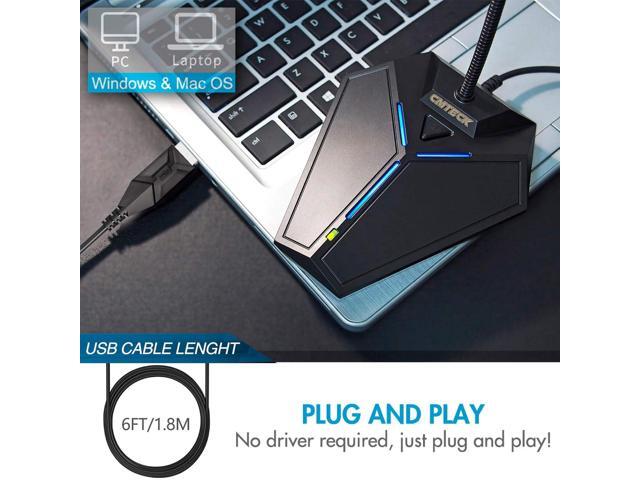 USB Computer Microphone, Plug &Play Desktop Omnidirectional Condenser PC Laptop Mic, Mute Button with LED Indicator, Compatible with Windows/Mac,...