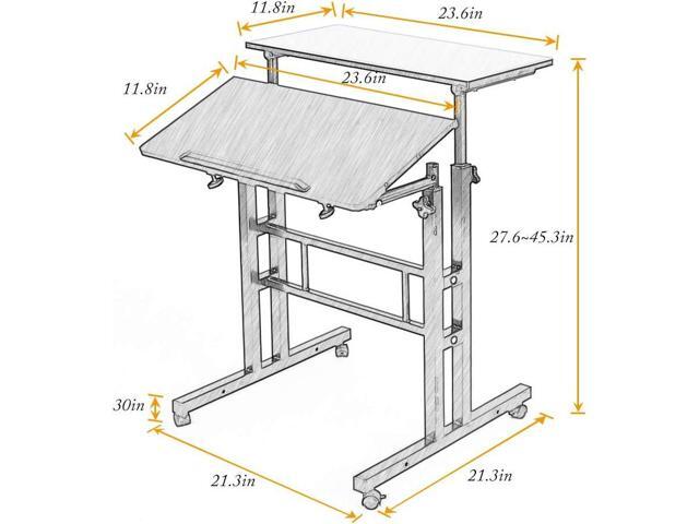 DlandHome Mobile Standing Desk Stand Up Desk Rolling Desk, Stand Sit Desk Mobile Computer Desk Adjustable Standing Desk 23.6inches Table...