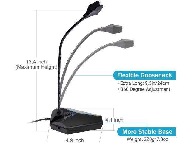 USB Computer Microphone, Plug &Play Desktop Omnidirectional Condenser PC Laptop Mic, Mute Button with LED Indicator, Compatible with Windows/Mac,...
