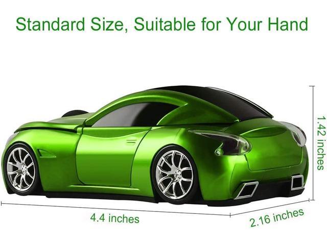 CHUYI Cool Car Shaped Wireless Mouse 1600DPI Portable Small Cordless Mice with USB Receiver for Travel Office Business School Home Gift (Green)