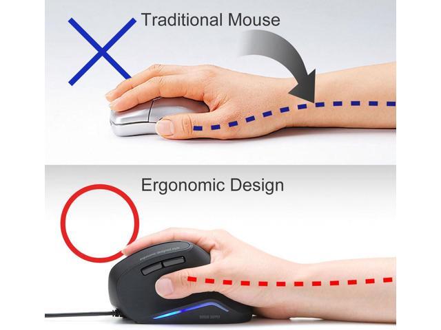 SANWA Wired Ergonomic Mouse, Optical Vertical Computer Mice, Reduce Wrist Strain, (1000/1600 Adjustable DPI, 6 Buttons) Compatible with MacBook,...