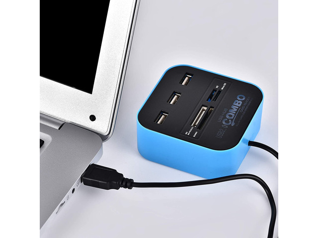 YFDSPSM Blue USB Splitter Memory Card Reader USB sd Card Reader Card Reader for Camera Memory Card Micro sd Reader Card Reader 7 in 1