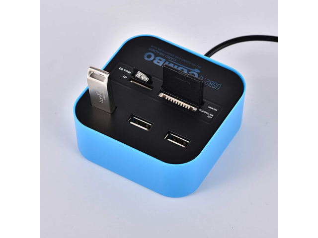 YFDSPSM Blue USB Splitter Memory Card Reader USB sd Card Reader Card Reader for Camera Memory Card Micro sd Reader Card Reader 7 in 1